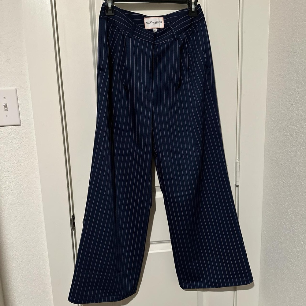 Navy and white pinstripe women’s dress pants / slacks